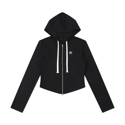 Mode Gallery Women's Slim Cropped Full Zip Hoodie