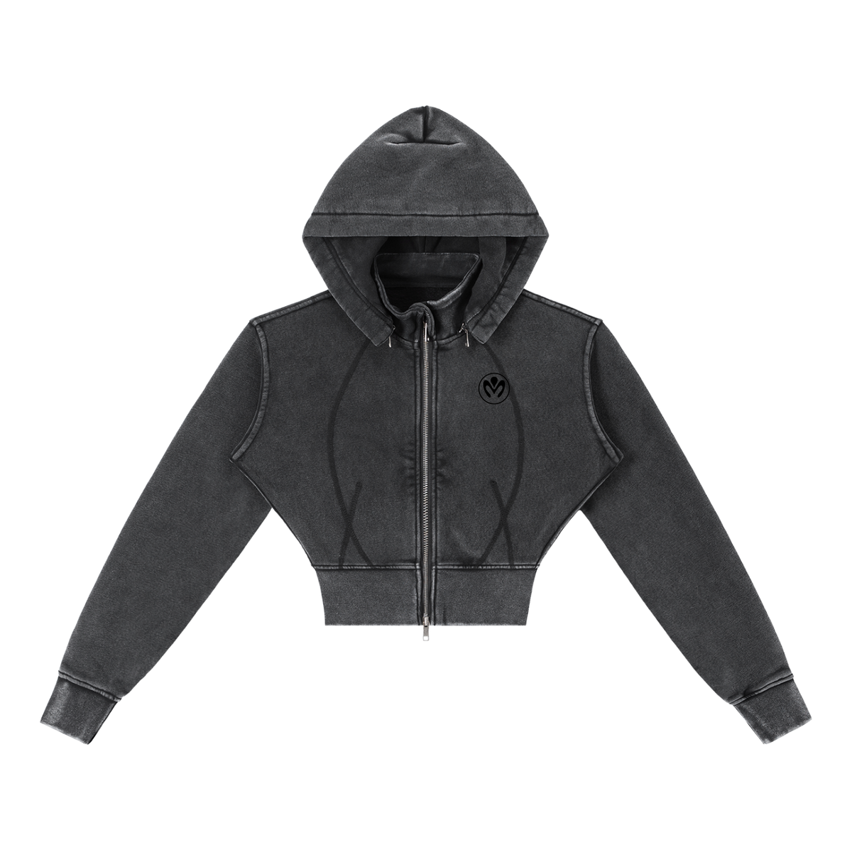 Vintage washed "MG" Crop Hoodie